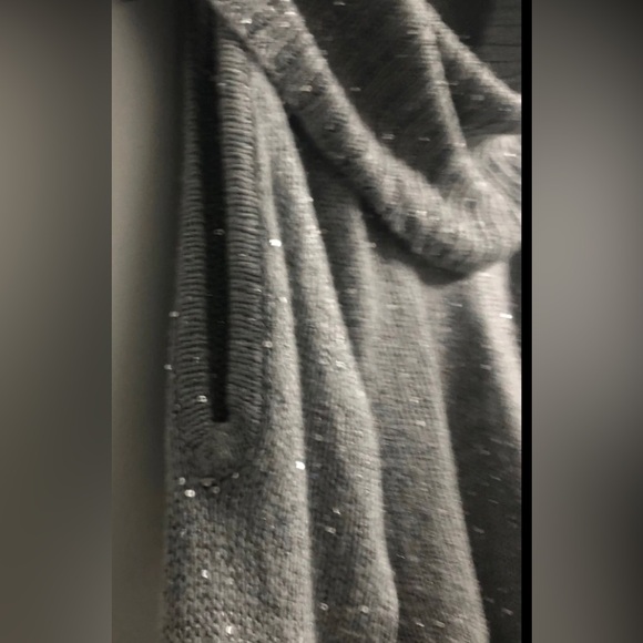 Michael KORS women’s elegant sequins knit sweater neck Ruffle long sleev gray.XL - Picture 3 of 4